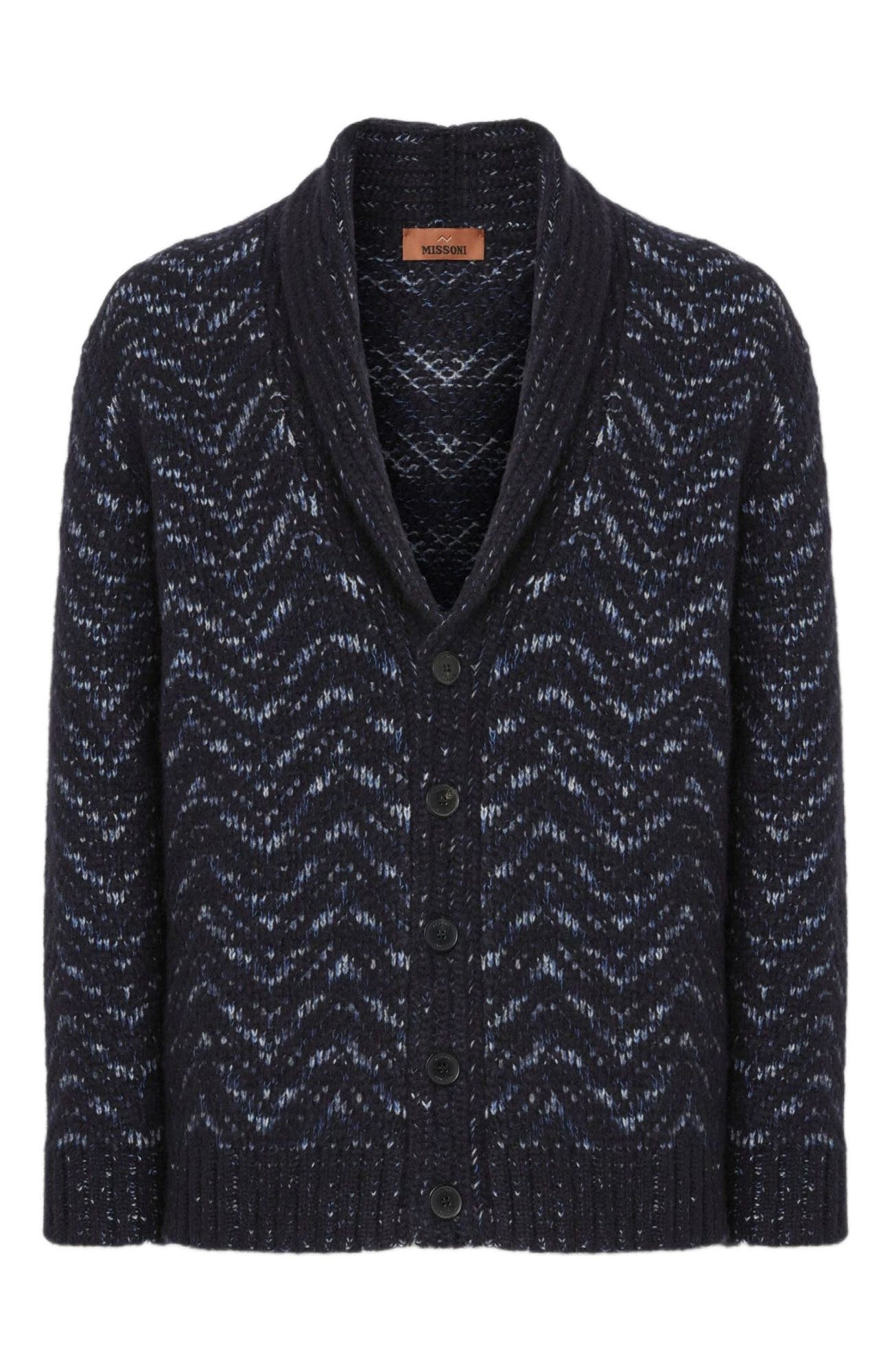 Buttoned Cardigan With Chevron Pattern - image 2