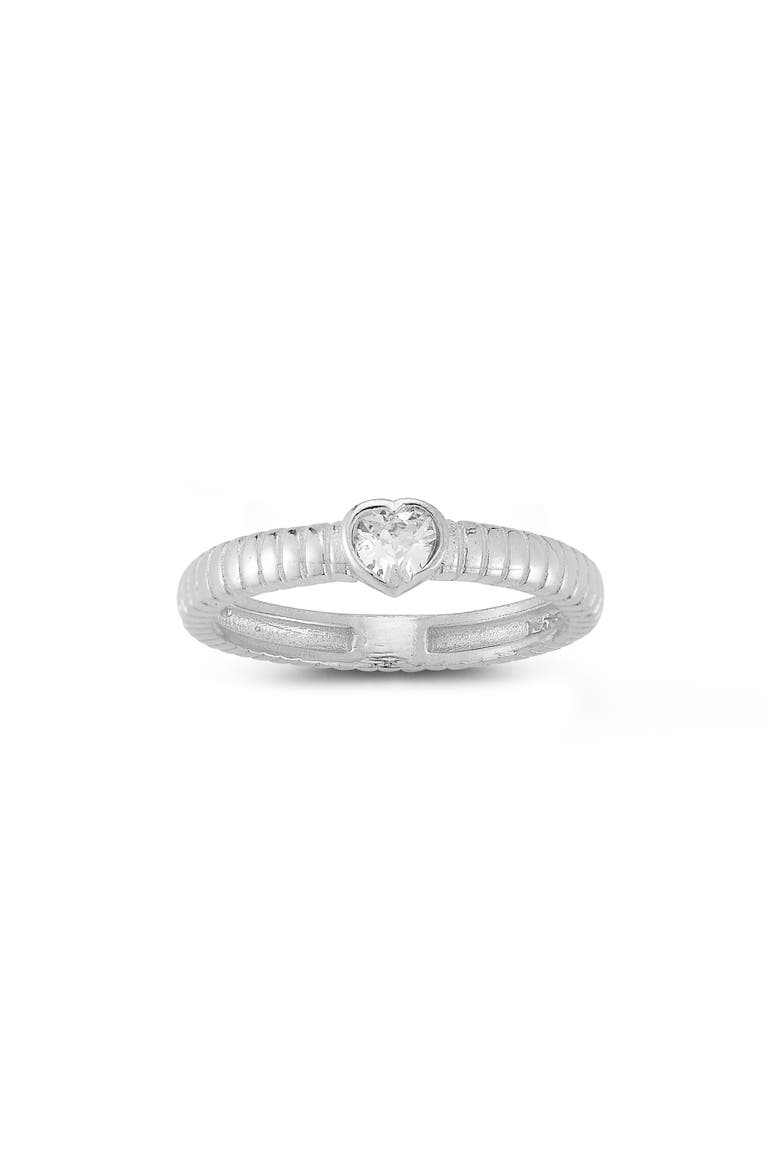 Rhodium Plated Heart Shape CZ Ring, Main, color, SILVER