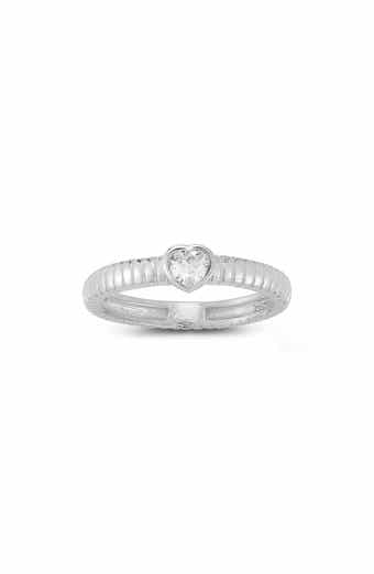 Rhodium Plated Heart Shape CZ Ring
