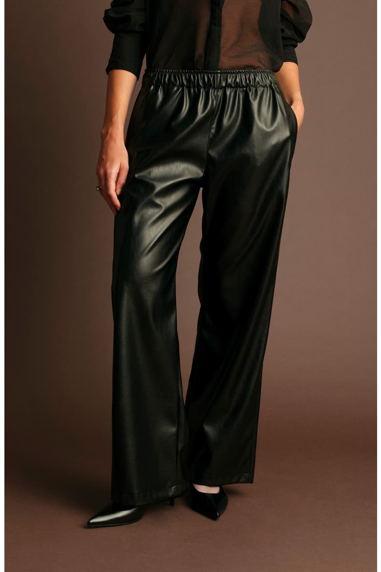 Dante Wide Leg Faux Leather Pants, Alternate, color, BLACK