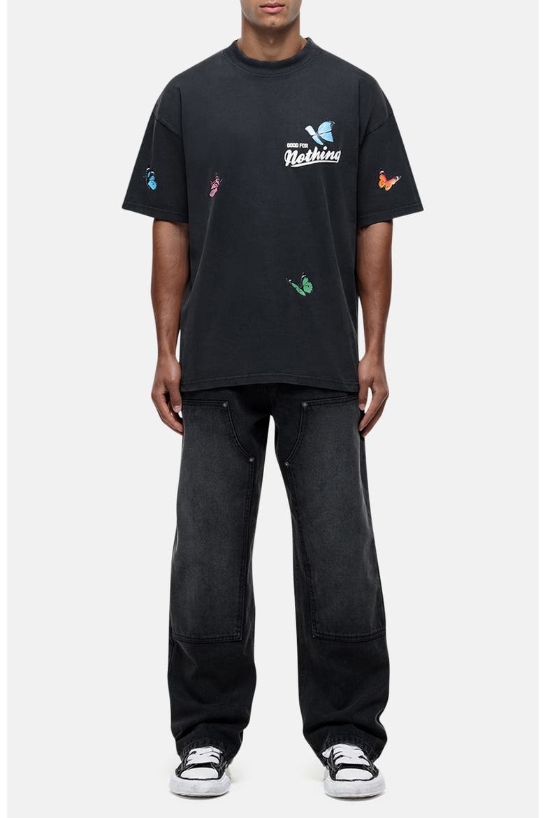 Flight Butterfly Print Relaxed Tee, Alternate, color, Black