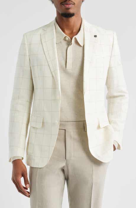 BOSS Hutson Slim Fit Windowpane Check Linen Blend Sport Coat