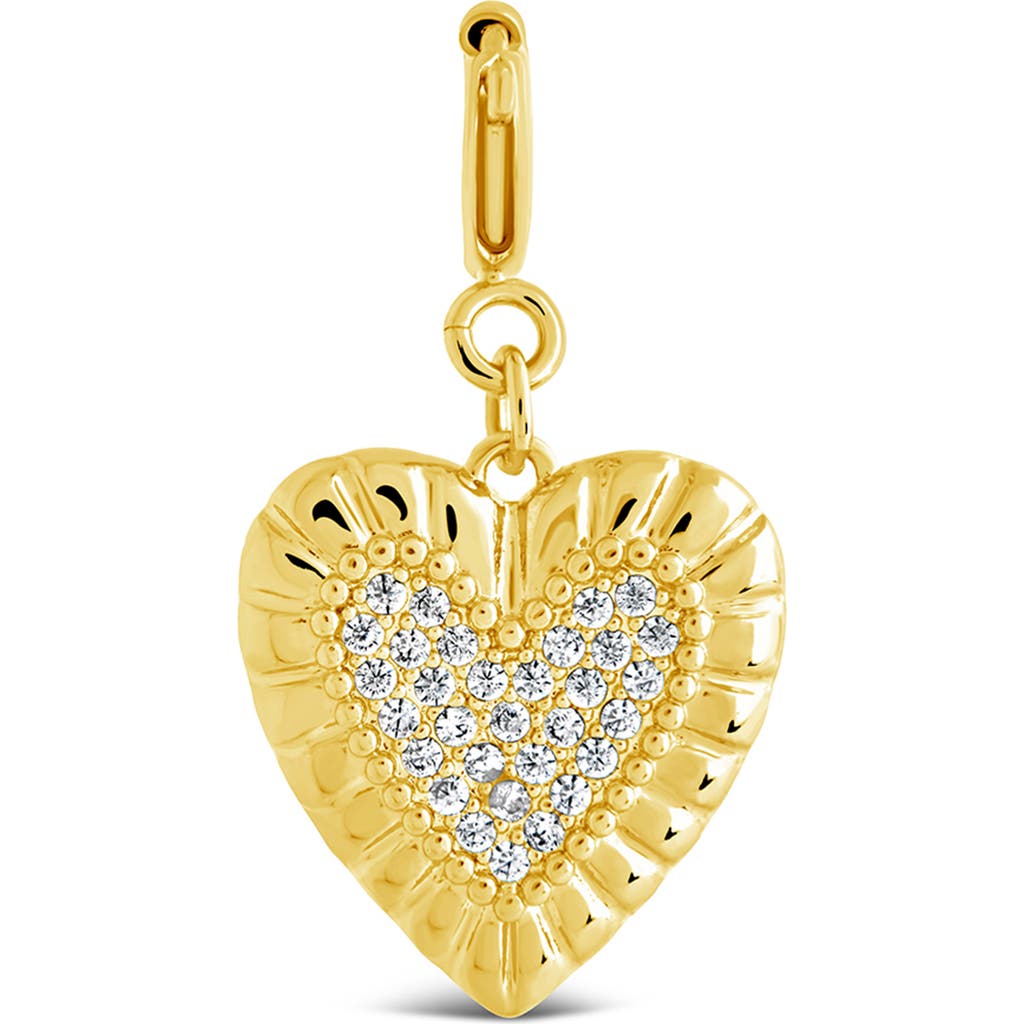 Sterling Forever Cubic Zirconia Heart Shield Charms In Gold