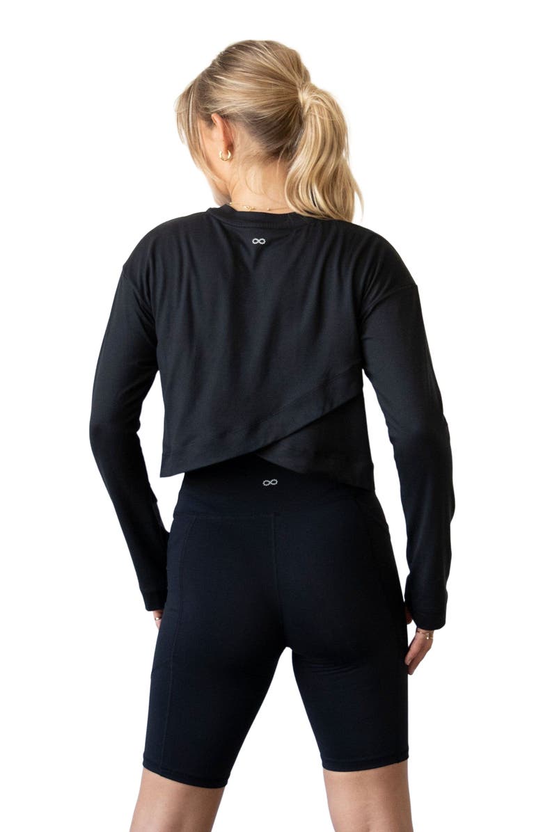 Rebody Active Go With The Flow Crop Long Sleeve Top, Alternate, color, Cozy Black