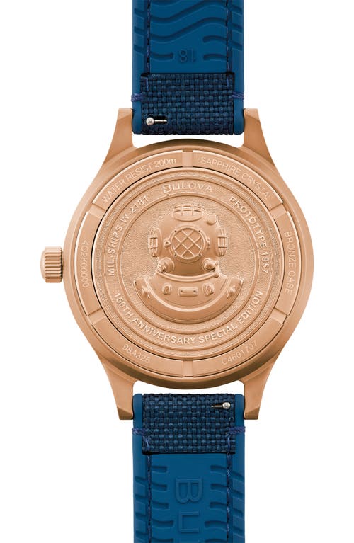 Bulova 150th Anniversary Men's Automatic Mil-ships Blue Nylon Strap Watch 41mm