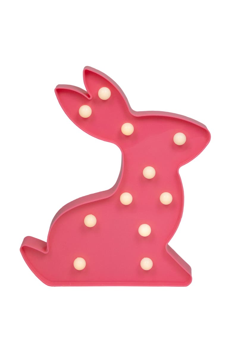 Northlight 9.5" LED Lighted Pink Easter Bunny Marquee Wall Sign, Alternate, color, Pink
