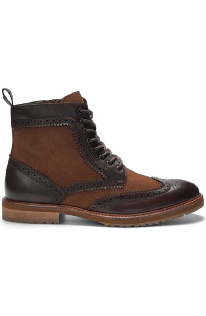 A. Veer Langston Wingtip Boot, Main, color, Brown Leather & Suede