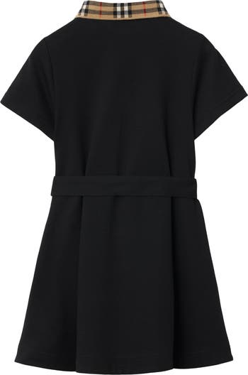 Girl's Check Collar Cotton Polo Shirt Dress