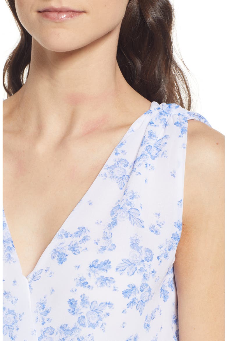 Sleeveless Smocked Wrap Blouse, Alternate, color, WHITE/ BLUE