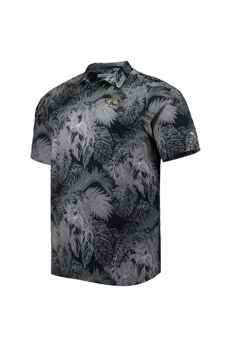 Men's Tommy Bahama Black Jacksonville Jaguars Big & Tall Bahama Coast Luminescent Fronds Camp IslandZone Button-Up Shirt, Alternate, color, Black
