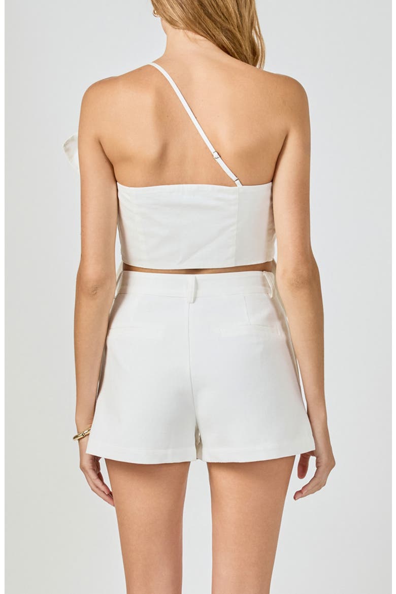 Floral Front Twist Crop Top, Alternate, color, OFF WHITE