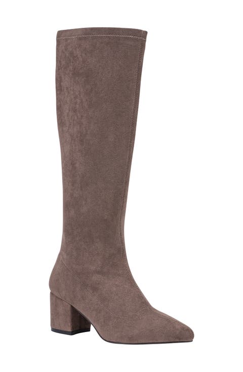 Riggs Faux Suede Knee High Boot