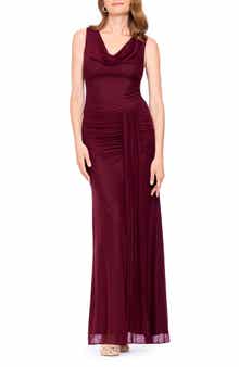 Drape Stretch Mesh Gown