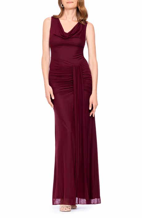Drape Stretch Mesh Gown