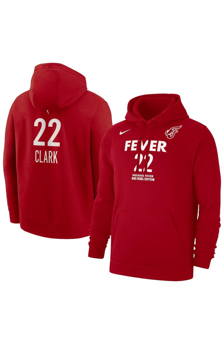 Nike Men's Nike Caitlin Clark Red Indiana Fever Rebel Edition Name & Number Pullover Hoodie, Main, color, 