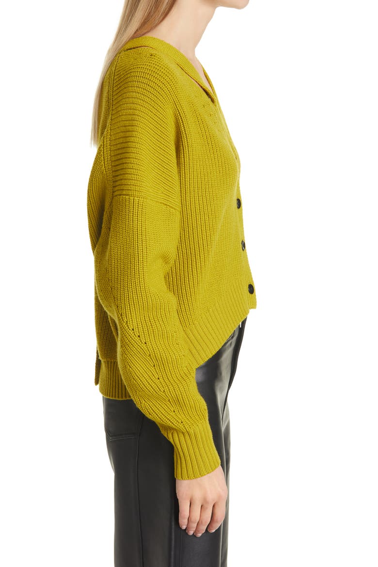 Cut Out Button Back Wool Cardigan, Alternate, color, ACID GREEN