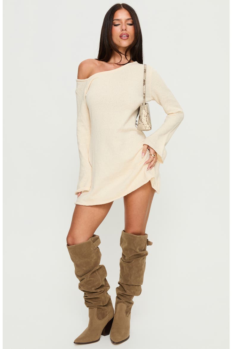 Jaede One-Shoulder Long Sleeve Knit Minidress, Alternate, color, CREAM