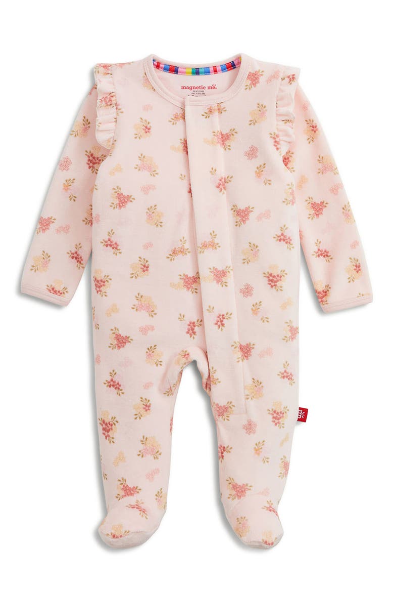 Kids' Floral Velour Footie, Main, color, FLOWER GIRL
