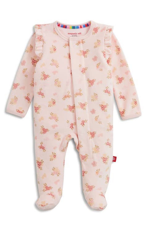 Kids' Floral Velour Footie
