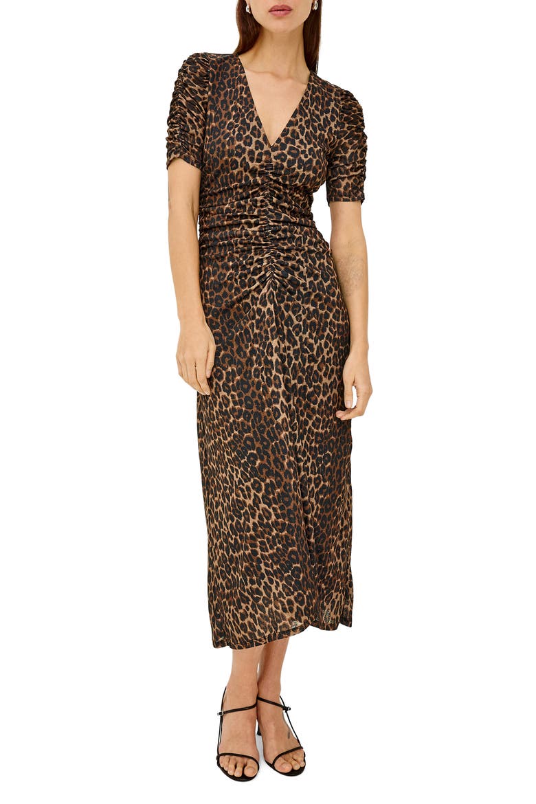Beacon Ruched Midi Dress, Main, color, BROWN NALA