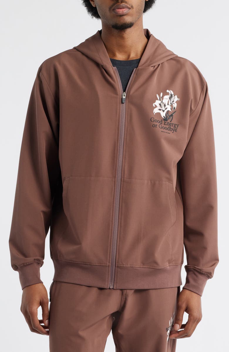 SANTO STUDIO Tempo Good Energy Tech Water Resistant Hooded Jacket, Alternate, color, Holy Brown