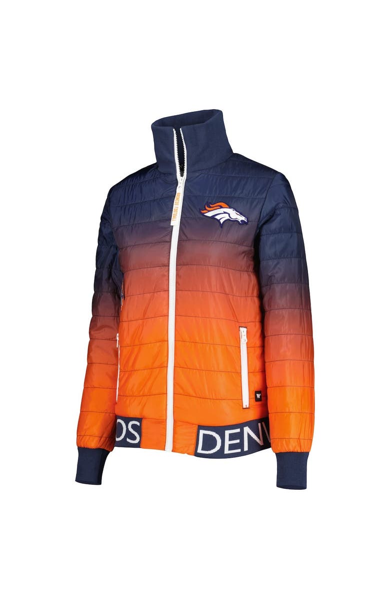 THE WILD COLLECTIVE Women's The Wild Collective Navy/Orange Denver Broncos Color Block Full-Zip Puffer Jacket, Alternate, color, 