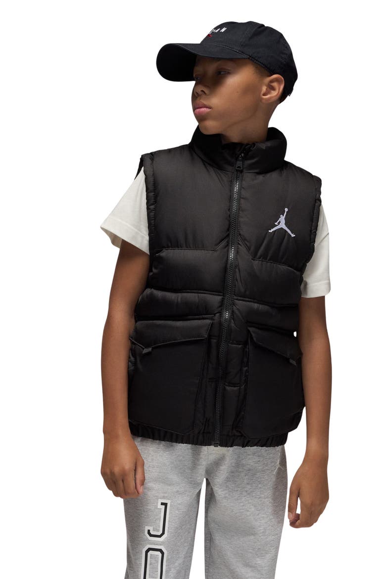 Kids' Cargo Pocket Puffer Vest, Alternate, color, BLACK
