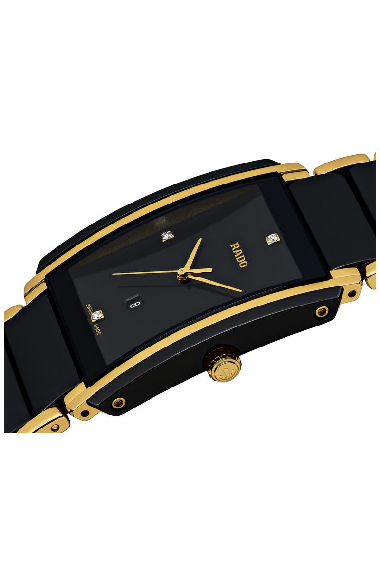 Integral Diamond Ceramic Bracelet Watch, 31mm x 41.1mm, Alternate, color, BLACK/GOLD