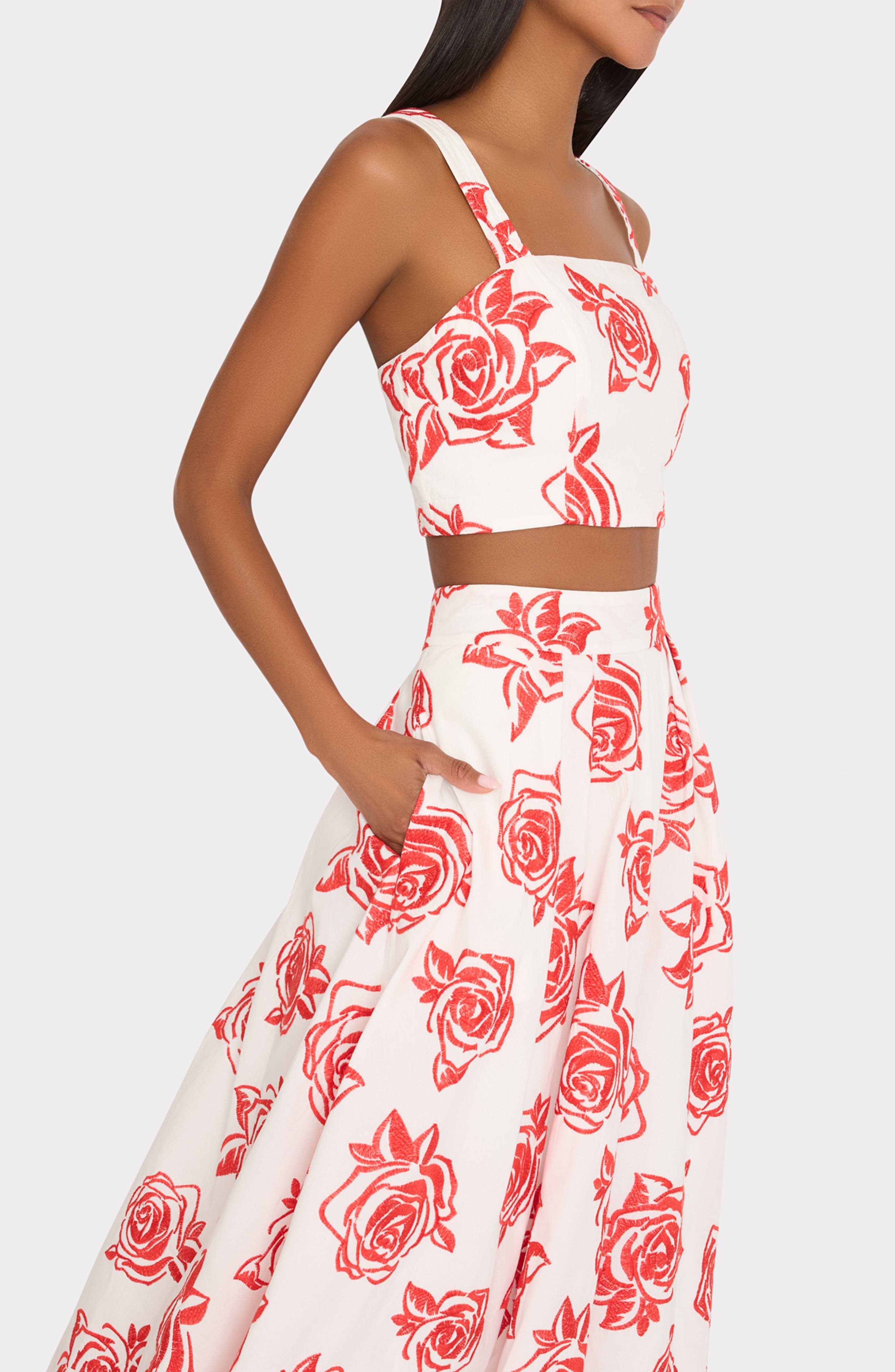 Rose Embroidered Cotton Crop Top - image 2