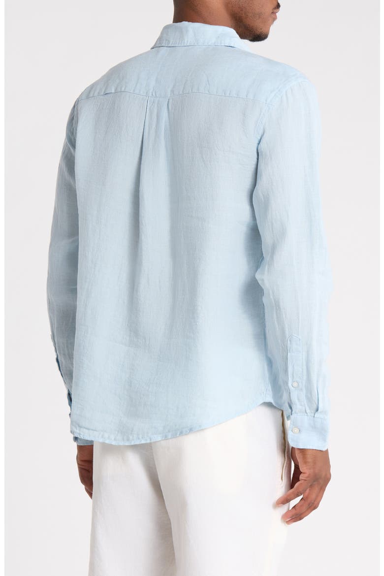 Linen Long Sleeve Button-Down Shirt, Alternate, color, MINT BLUE