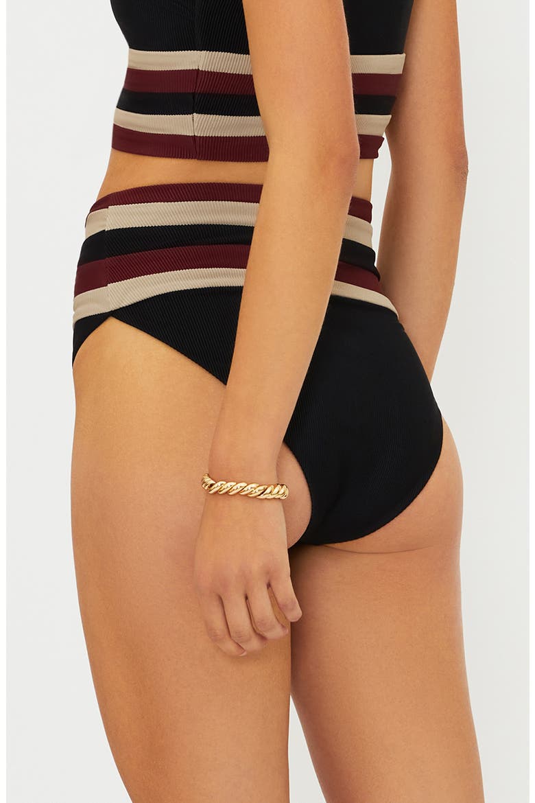 Millie High Waist Rib Bikini Bottoms, Alternate, color, MAROON MERLOT COLORBLOCK
