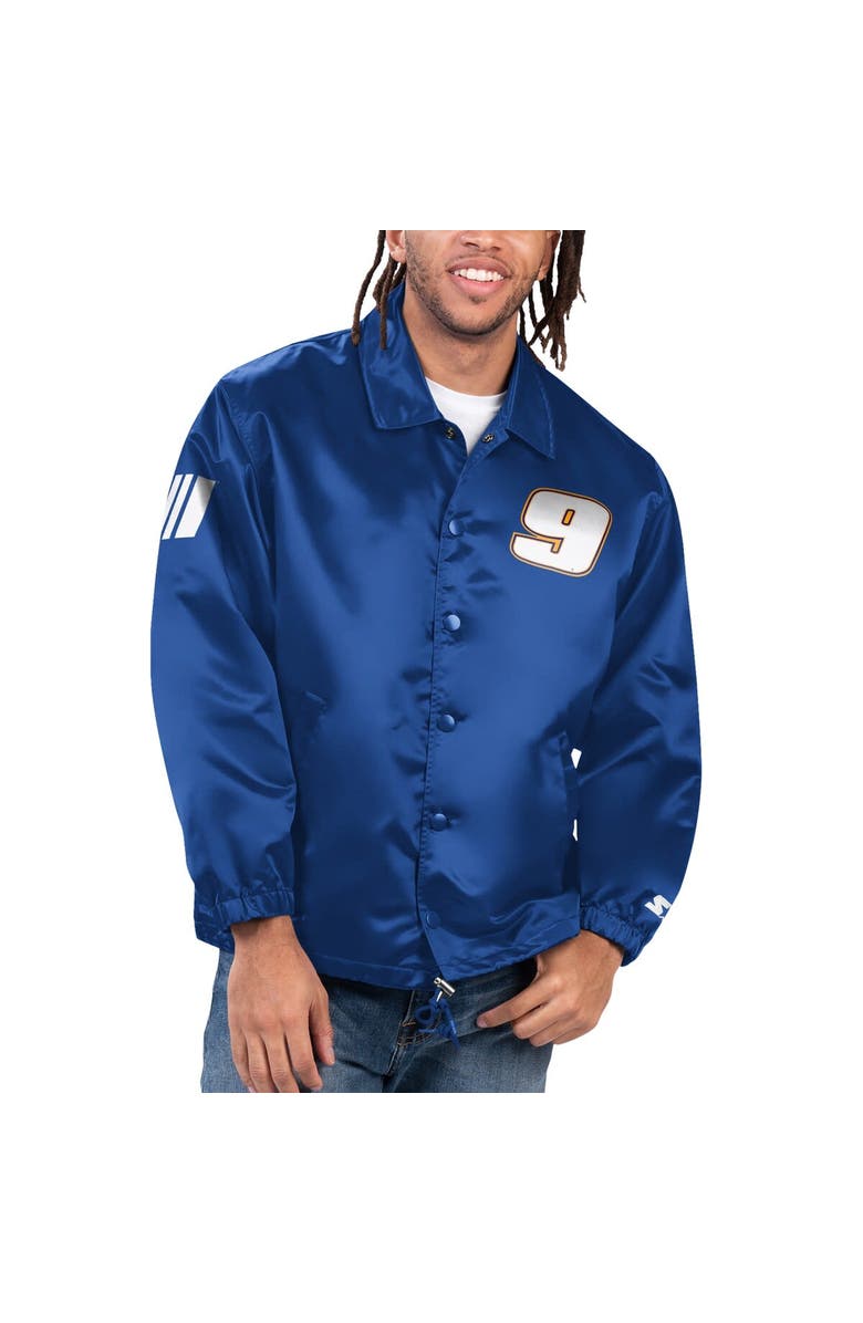 STARTER Men's Starter Royal Chase Elliott Option Route Full-Snap Coaches Jacket, Alternate, color, Royal