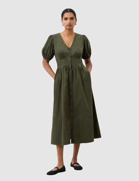 Arlow Short Sleeve Corduroy Midi Dress