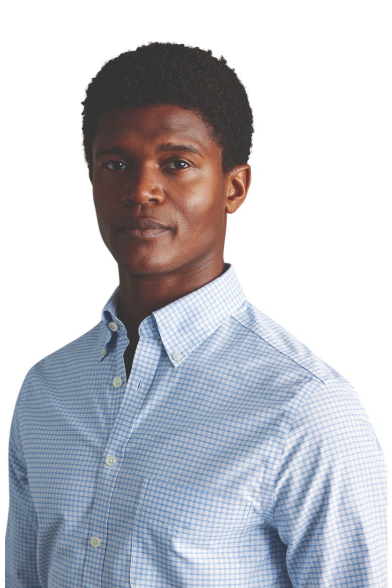 Non-Iron Stretch Oxford Check Shirt, Alternate, color, Cornflower Blue