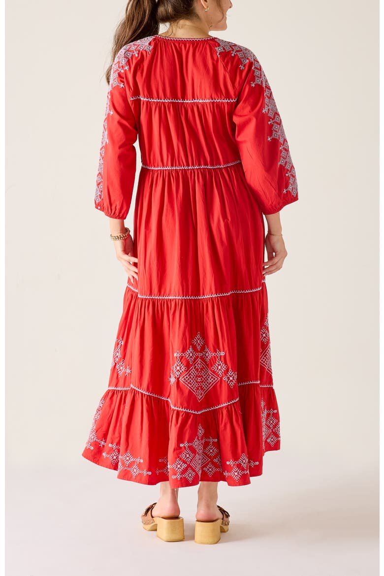 Pego Embroidered Dress, Alternate, color, Cinnabar/Blue