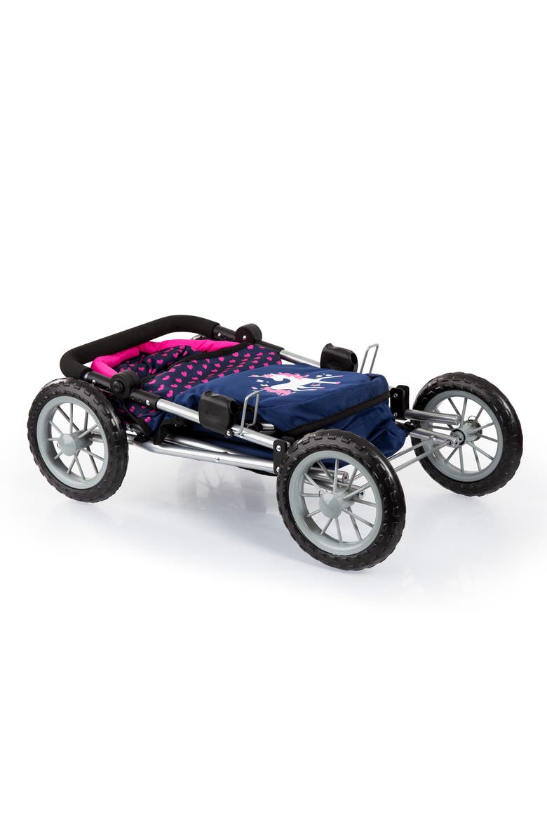 Bayer Design Trendy Pram Blue, Pink, Hearts Fits Dolls Up To 18 Inches, Alternate, color, Blue