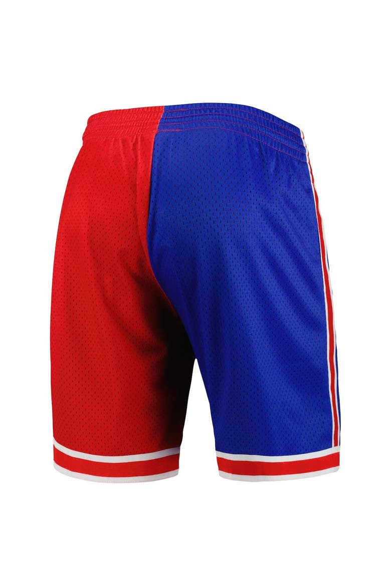 Men's Mitchell & Ness Blue/Red New Jersey Nets Hardwood Classics 1993 Split Swingman Shorts, Alternate, color, Blue