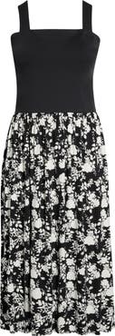 Loveappella Patterned Skirt Strap Dress