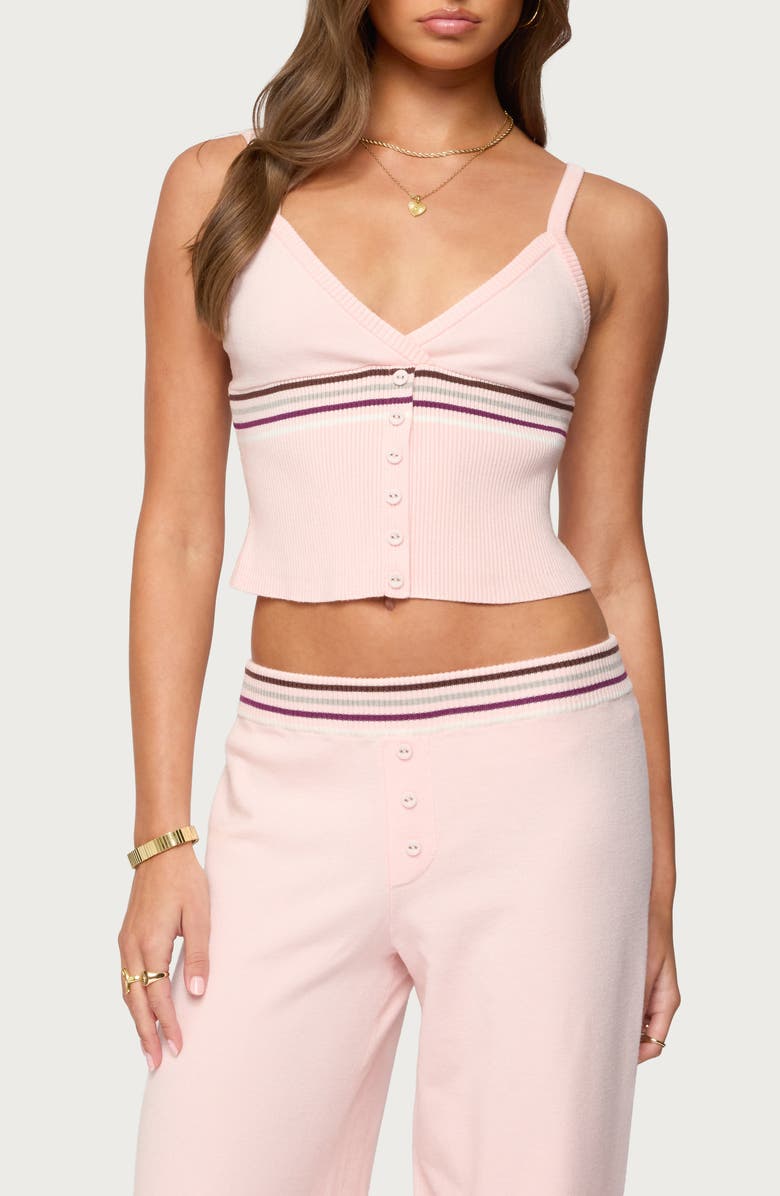 EDIKTED Miya Stripe Rib Tank, Main, color, Light-Pink