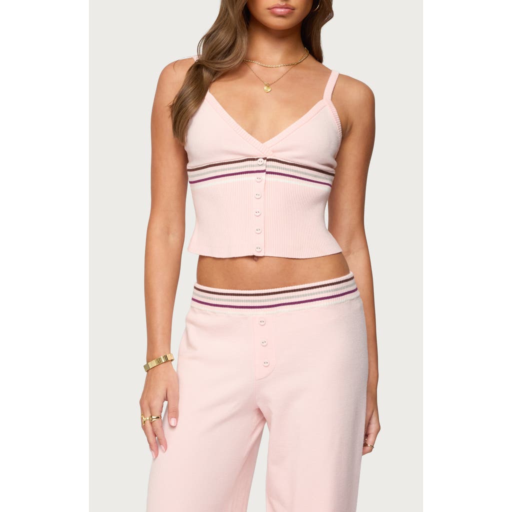 Edikted Miya Stripe Rib Tank In Pink