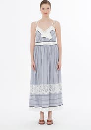 Gizia Blue Lace Trim Detail Dress