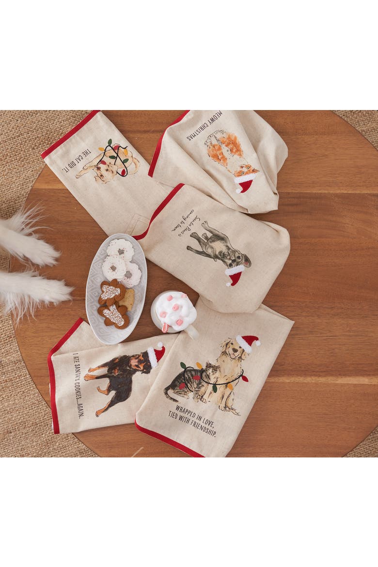 Naughty Dachshund Pet Christmas Towel, Alternate, color, Black