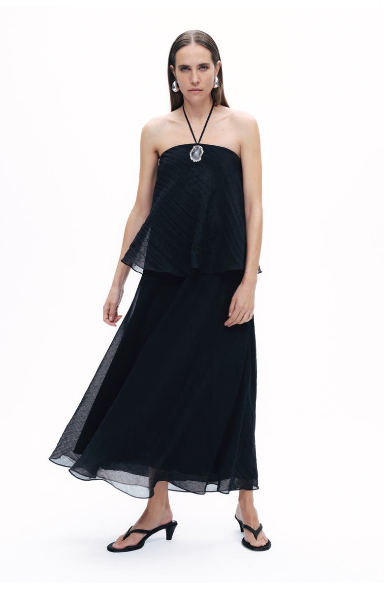 Nocturne Black Halter Neck Embellished Maxi Dress, Alternate, color,