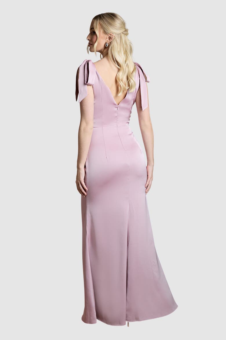 V-Neck Crepe Maxi Dress, Alternate, color, Dusty Rose