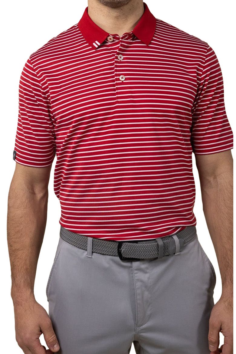 2Bar Stripe Polo, Main, color, Core Red/White
