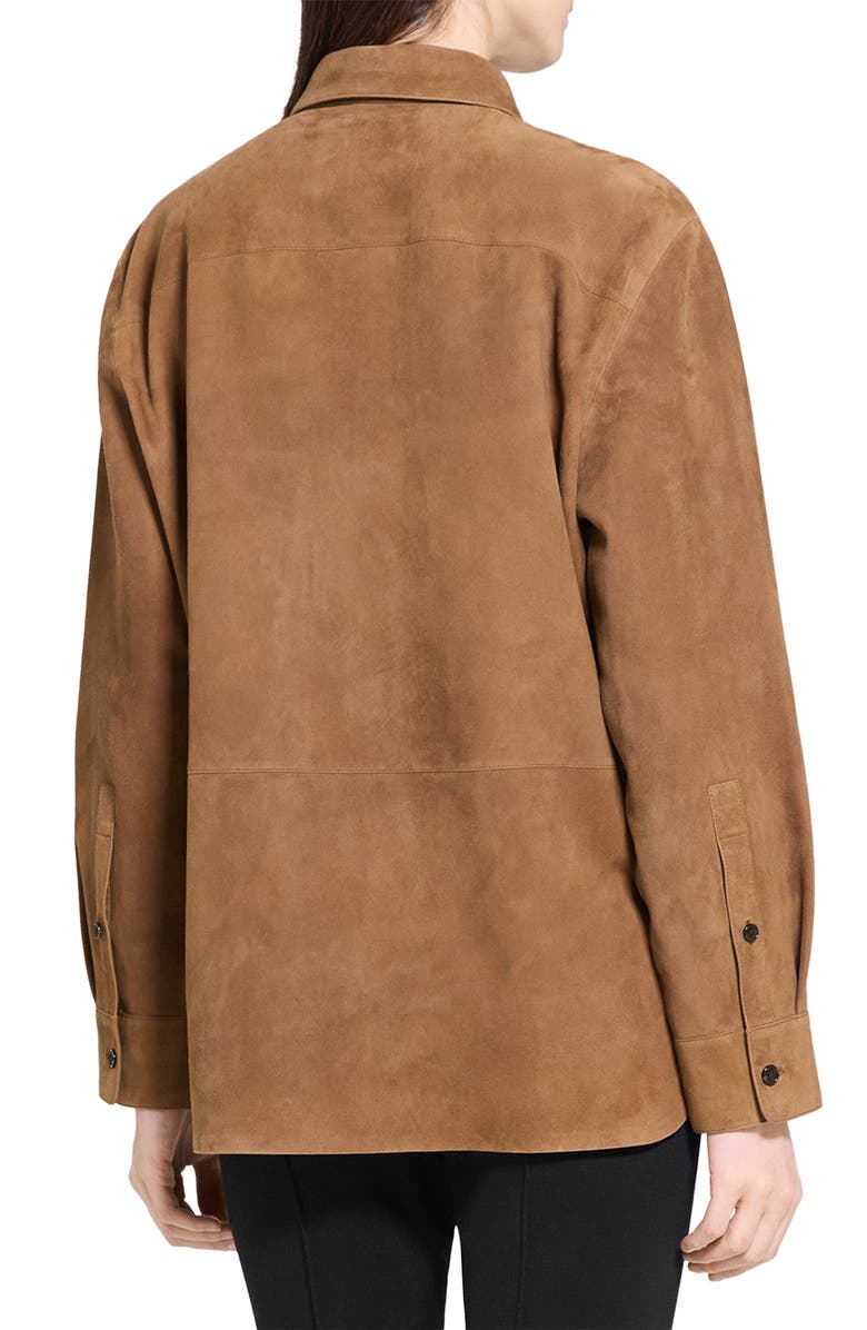 Theory Classic Boxy Fit Suede Shirt Jacket, Alternate, color, Deep Tobacco