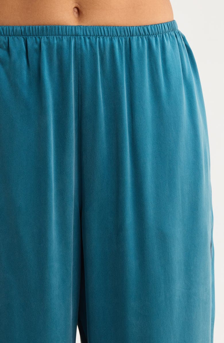 Lunya Piped Washable Silk Pajamas, Alternate, color, Piquant Teal/ Lazing Navy