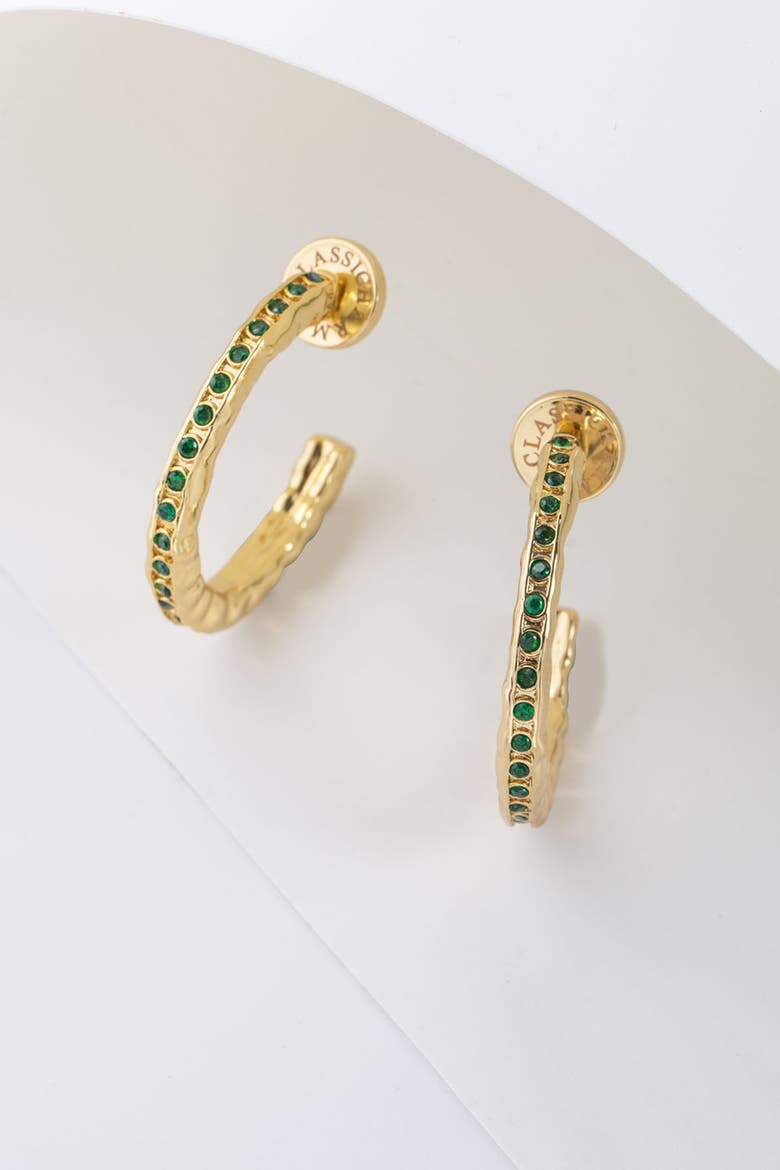 Stella Molten Color Cubic Zirconia Hoop Earrings, Alternate, color, Gold/Green
