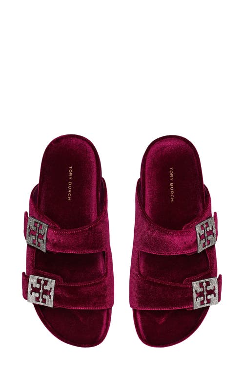 Tory Burch Mellow Pavé Slide Sandal In Burgundy