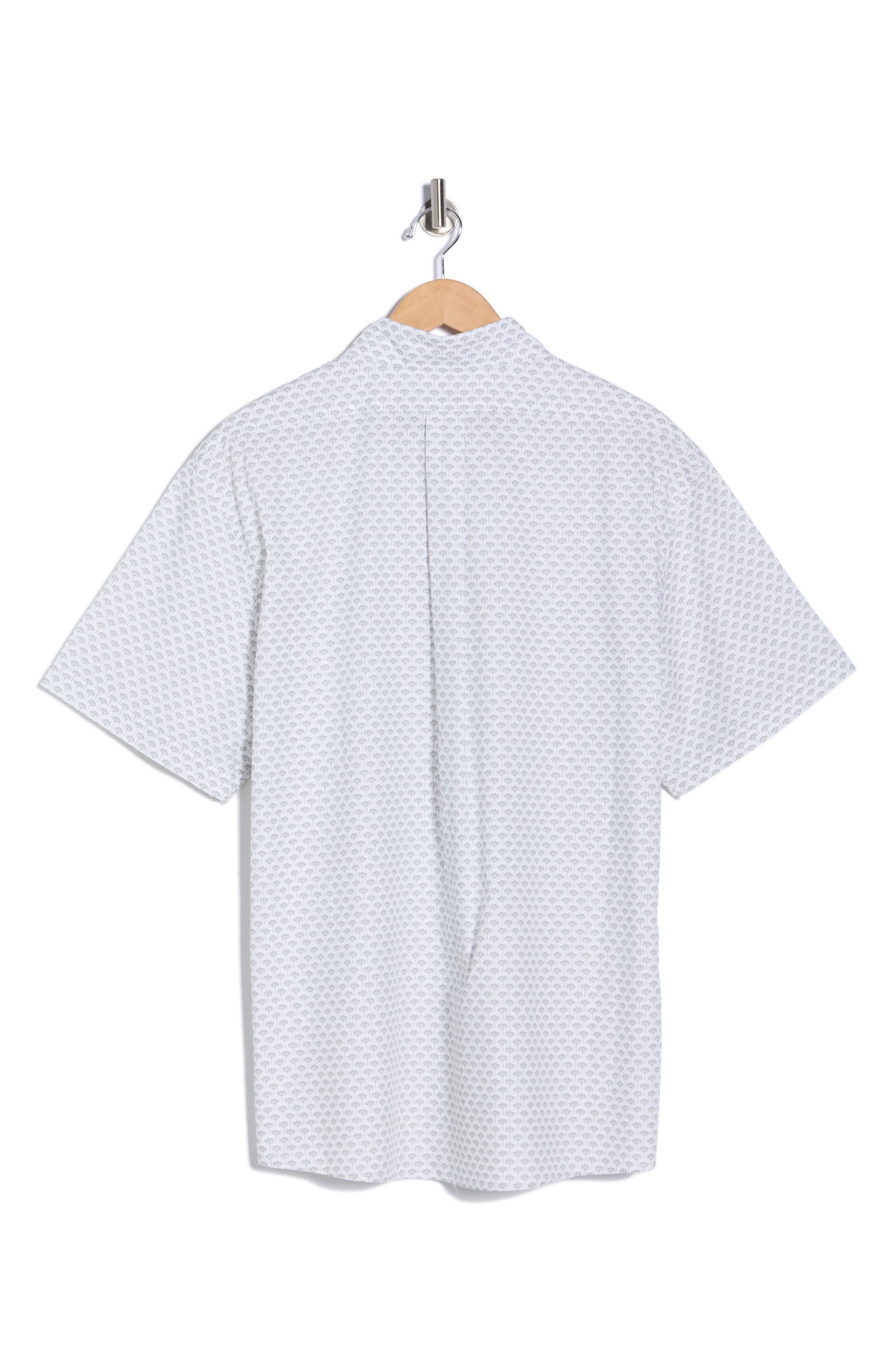 Sport Fit Geometric Print Short Sleeve Cotton Button-Down Shirt - image 2